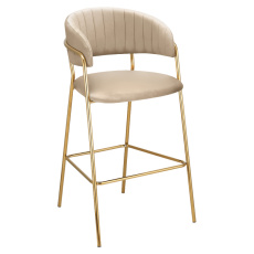 Designová barová židle, béžová Velvet látka/gold chrom zlatý, DASMIN NEW TYP 2