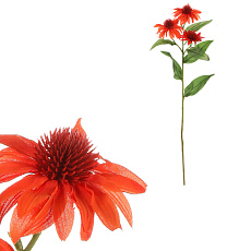 Echinacea - umělá řezaná, 3 květy, oranžová Echinacea - umělá řezaná, 3 květy, oranžová