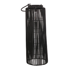 Lucerna - umělý ratan, sloupcová, LED osvětl., vel. L, šedo-černá Lucerna - umělý ratan, sloupcová, LED osvětl., vel. L, šedo-černá