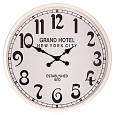 Hodiny nástěnné - pr. 60 cm, kov s patinou, bílé, grand hotel
