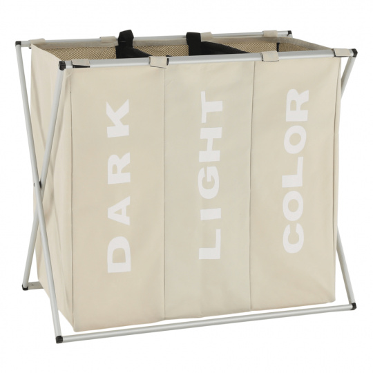 Látkový koš na prádlo, šedobéžová, LAUNDRY TYP 3