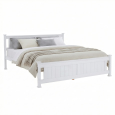 Postel s roštem, borovicové dřevo/bílá, 160x200, LUCAS NEW