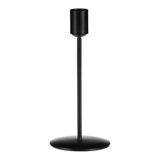 Svícen kovový - na kónickou svíčku, výška 18 cm, černý