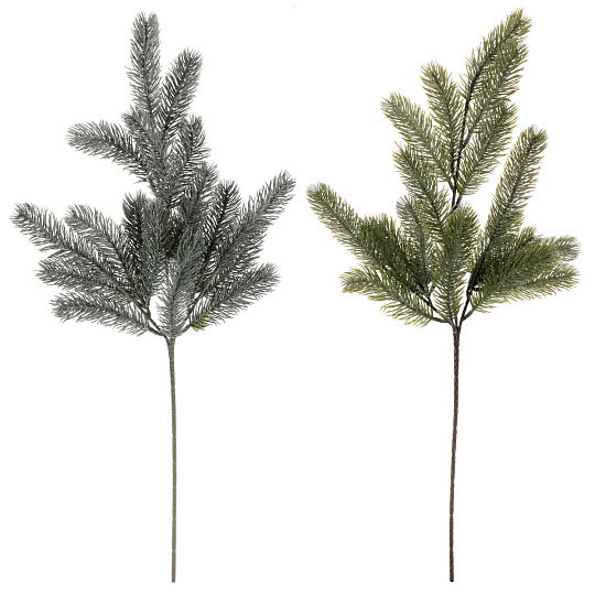 Smrk - umělá větev, mix 2 odstínů zelené, ojíněná Smrk - umělá větev, mix 2 odstínů zelené, ojíněná