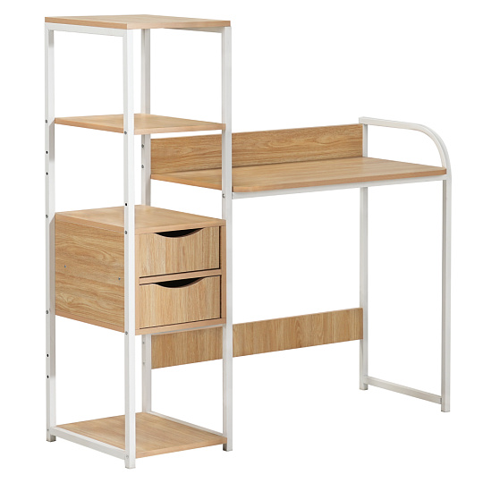 Univerzální PC stůl, dub/bílá, ELGIO