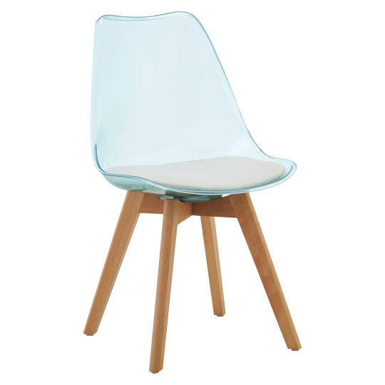 Židle, transparentní zelená, akryl/ekokůže/buk, BALI 3 NEW
