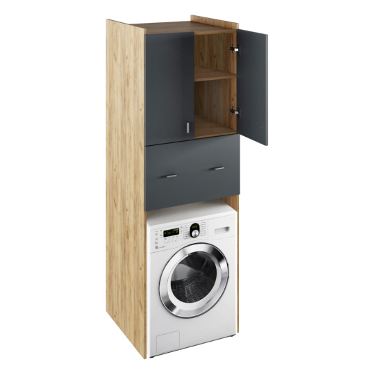 Hluboká skříňka nad pračku, dub artisan/grafit, NATALI TYP 9 Hluboká skříňka nad pračku, dub artisan/grafit, NATALI TYP 9