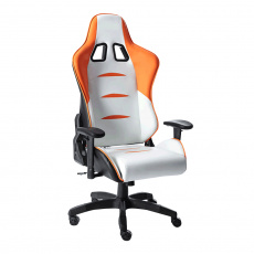 Kancelářské / herní křeslo, bílá / oranžová / černá, ASKARE Kancelářské / herní křeslo, bílá / oranžová / černá, ASKARE