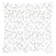 Polštář sametový s výplní - stříbrný vánoční vzor, 100% polyester, 45 x 45 cm