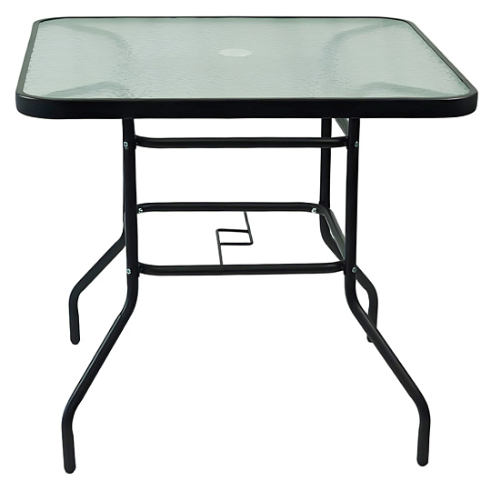 Jídelní stůl, černá ocel/temperované sklo, DEMAT NEW TYP 2