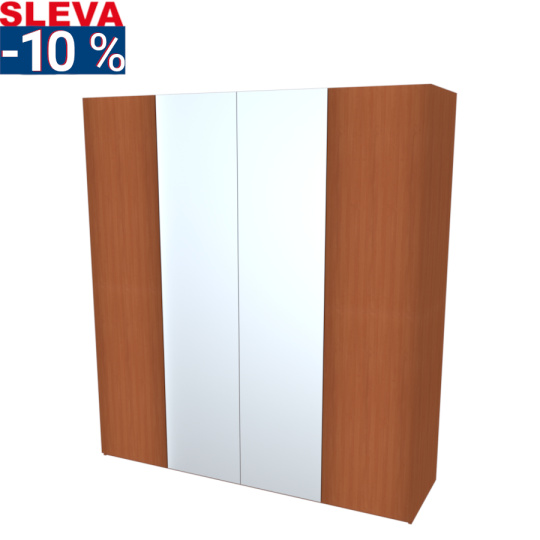 Nábytek Mikulík Vranovice Skříň GRANDE 200cm - bezúchytkové otevírání + 2x Zrcadlo - olše