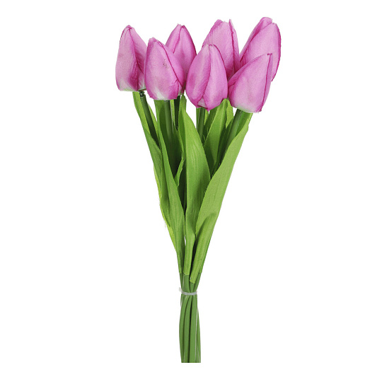 Tulipán - umělá kytice, 7 květů, barva fialová