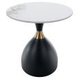 Konferenční stolek, bílý mramor/černá/zlatá, ODIS NEW