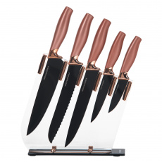 TEMPO-KONDELA MALIKA, sada nožů, set 6 ks, ve stojanu, rose gold TEMPO-KONDELA MALIKA, sada nožů, set 6 ks, ve stojanu, rose gold