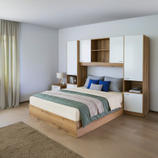 Postel s nástavcem, 160x200, bílá vysoký lesk HG, MILAGA Postel s nástavcem, 160x200, bílá vysoký lesk HG, MILAGA