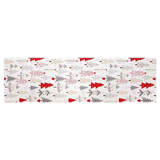 Běhoun - barevné vánoční stromky, 100% polyester, 40 x 150 cm