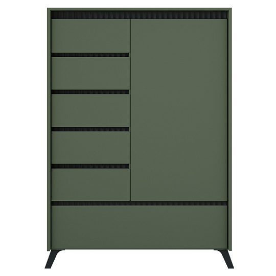 Komoda, smoke zelená/černá, LONGY REG1D5S1K