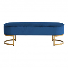 Designová lavice, modrá Velvet látka / gold chrom-zlatý, MIRILA Designová lavice, modrá Velvet látka / gold chrom-zlatý, MIRILA