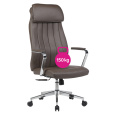 Kancelářské křeslo, šedohnědá ekokůže/chrom, nosnost 150 kg, ELADIO