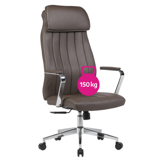 Kancelářské křeslo, šedohnědá ekokůže/chrom, nosnost 150 kg, ELADIO Kancelářské křeslo, šedohnědá ekokůže/chrom, nosnost 150 kg, ELADIO