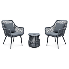 Zahradní set 1+2, solární podsvícení, kov, šedá, AZS-L1314 GREY