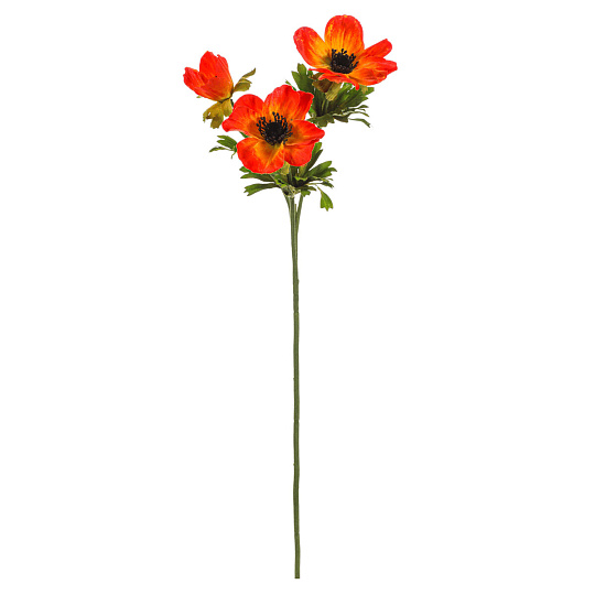 Sasanka - umělá řezaná, 3 květy, oranžová Sasanka - umělá řezaná, 3 květy, oranžová