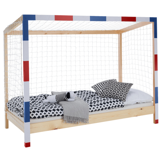 Montessori postel, přírodní/bílá/modrá/červená, 90x200, FUTAL