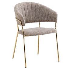 Designové jídelní křeslo, hnědá látka/gold chrom zlatý, DASMIN TYP 1 Designové jídelní křeslo, hnědá látka/gold chrom zlatý, DASMIN TYP 1