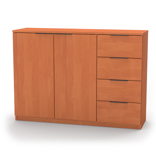 NÁBYTEK MIKULÍK s.r.o. VARIO 5 - komoda, 100 až 130cm × 86,5 × 40,5cm Šířka: 120cm, Dekor: olše, Úchytka: Černá