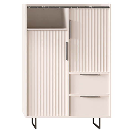 Komoda, kašmír/tmavý mramor, FRESIO KOM2D2S