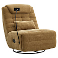Luxusní otočné křeslo, houpací, hořčicová, UMBRO