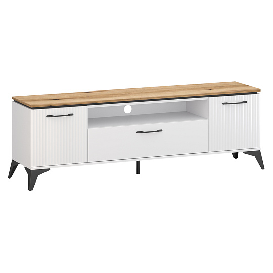 TV stolek, bílá/dub evoke, VELIS 2D1S/170