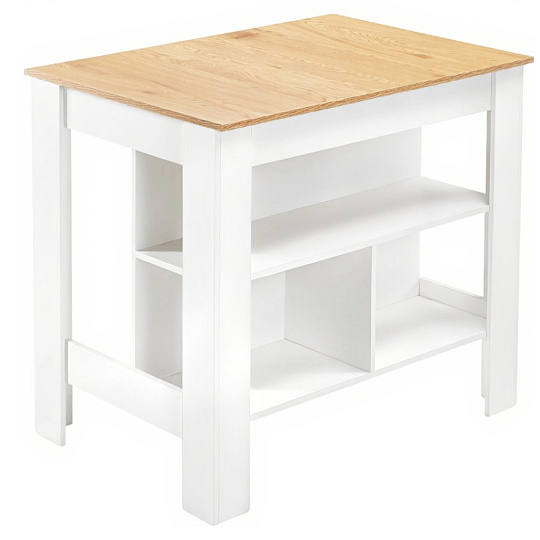 Kuchyňský ostrůvek, 103x70 cm, dub/bílá, LUNAN