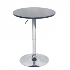 Barový stůl s nastavitelnou výškou, černá, průměr 60 cm, BRANY NEW