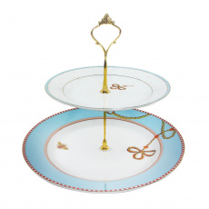 TEMPO-KONDELA SPRING, dvoupatrový etažér, porcelán, vícebarevný TEMPO-KONDELA SPRING, dvoupatrový etažér, porcelán, vícebarevný