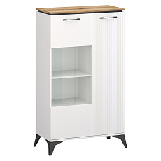 Nízká vitrína, bílá/dub evoke, VELIS 1D1W