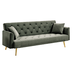 Rozkládací pohovka, tmavě zelená/gold chrom-zlatý, ALISIA