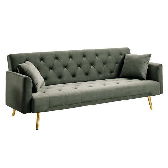 Rozkládací pohovka, tmavě zelená/gold chrom-zlatý, ALISIA