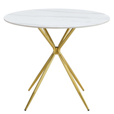 Jídelní stůl, bílý mramor/gold chrom zlatá, průměr 90 cm, MEKNER Jídelní stůl, bílý mramor/gold chrom zlatá, průměr 90 cm, MEKNER