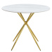 Jídelní stůl, bílý mramor/gold chrom zlatá, průměr 90 cm, MEKNER