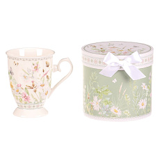 Hrnek malovaný - porcelán, dárková dóza, motiv rozkvetlé louky Hrnek malovaný - porcelán, dárková dóza, motiv rozkvetlé louky