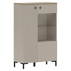 Nízká vitrína, šedohnědá Taupe/dub silverjack, DOMCA 1D1W/140