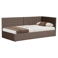 Postel s roštem, 90x200, hnědá Velvet látka, MEVIA Postel s roštem, 90x200, hnědá Velvet látka, MEVIA