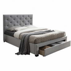 Moderní postel s úložným prostorem, šedá látka, 160x200, SantoIa Moderní postel s úložným prostorem, šedá látka, 160x200, SantoIa