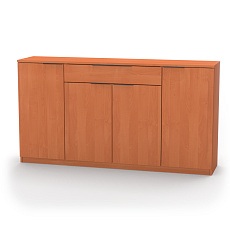 NÁBYTEK MIKULÍK s.r.o. VARIO 6 - komoda, 140 až 170cm × 86,5 × 40,5cm Šířka: 160cm, Dekor: olše, Úchytka: Černá