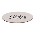 Cedulka "S láskou" - dřevo, bílá, v sáčku 12 ks, cena za 1 ks