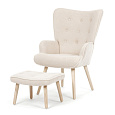 Relaxační křeslo, krémová, látka bouclé, AK-319 CRM2