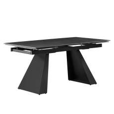 Jídelní rozkládací stůl, grafit/černá, 160-240x90 cm, SALAL