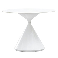 Jídelní stůl, světlý mramor/bílá, průměr 100 cm, VALER TYP 2