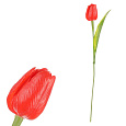 Tulipán plastový - řezaná květina, tm. oranžová, cena za 1 ks